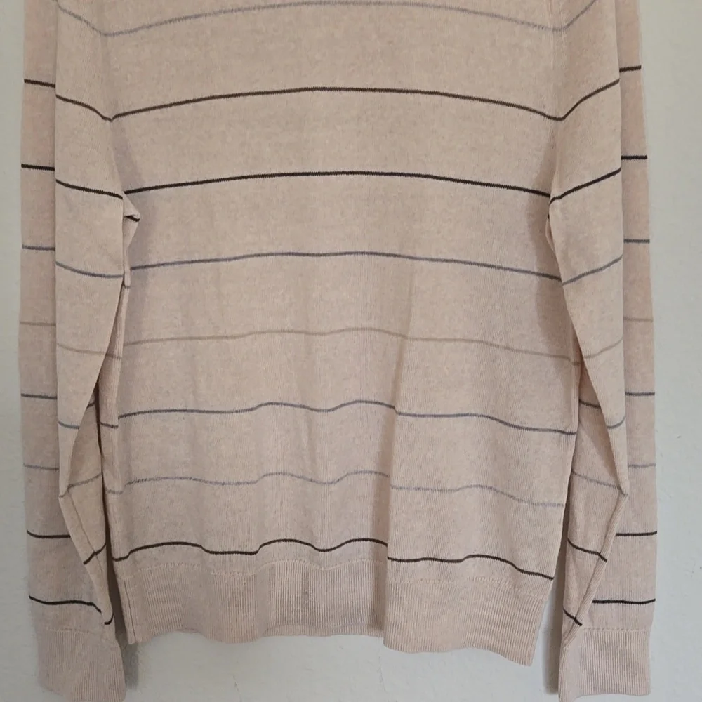 Banana Republic Men's Beige Striped 100% Merino Wool Sweater Size M